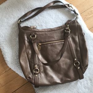 Large Coach Bronze Leather Bag